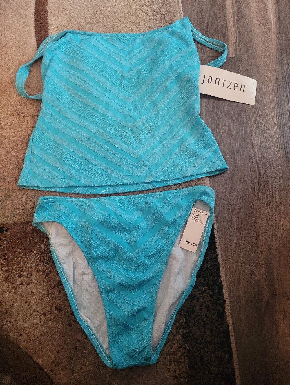 Janzen Turquoise Chevron Tankini Set